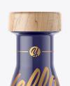 Beaker Shaped Glossy Ceramic Bottle with Wooden Cap Mockup