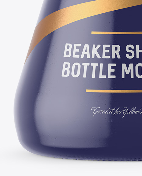 Beaker Shaped Glossy Ceramic Bottle with Wooden Cap Mockup