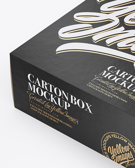 Carton Box Mockup - Half Side View (High Angle Shot)