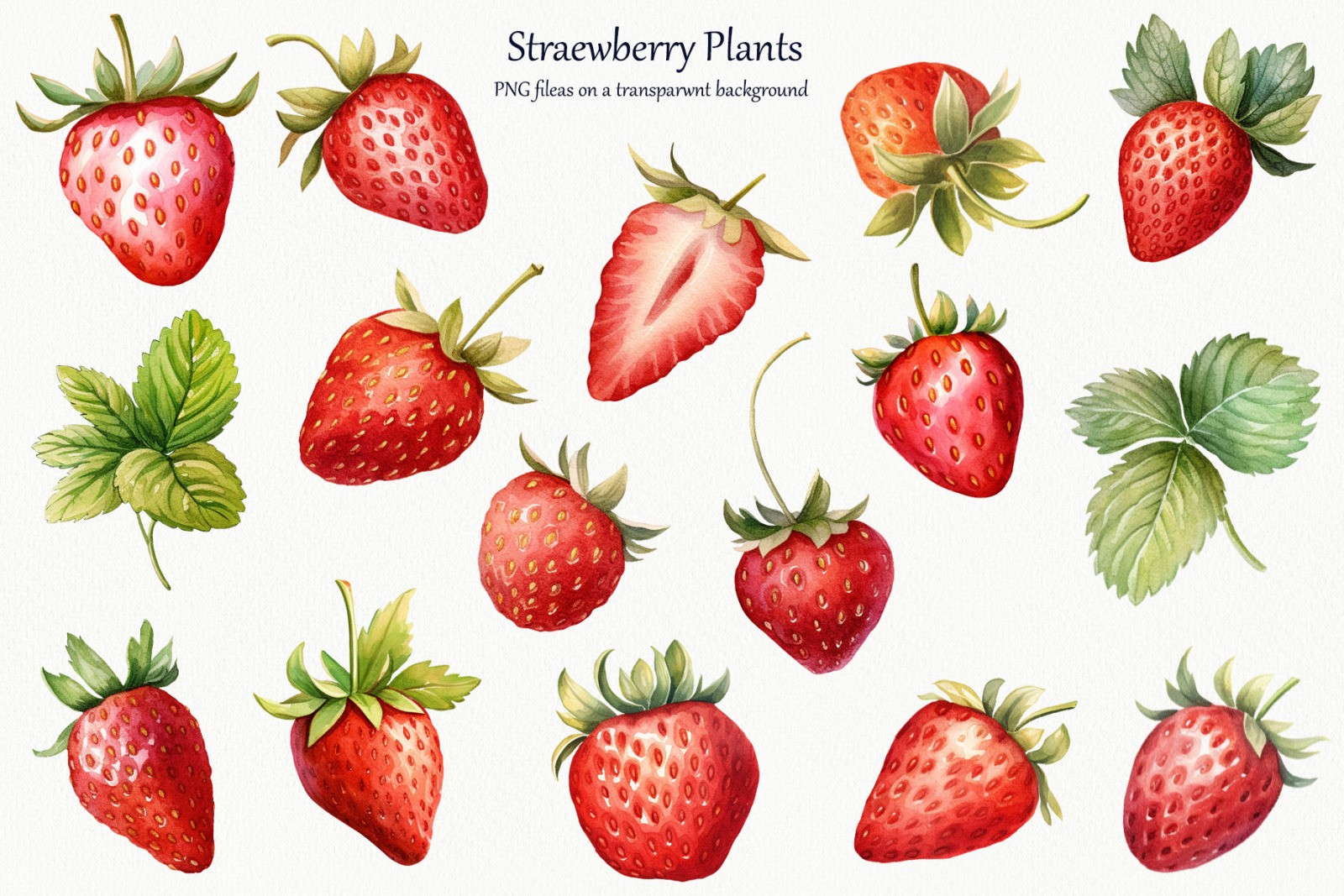 Strawberry Watercolor Clipart