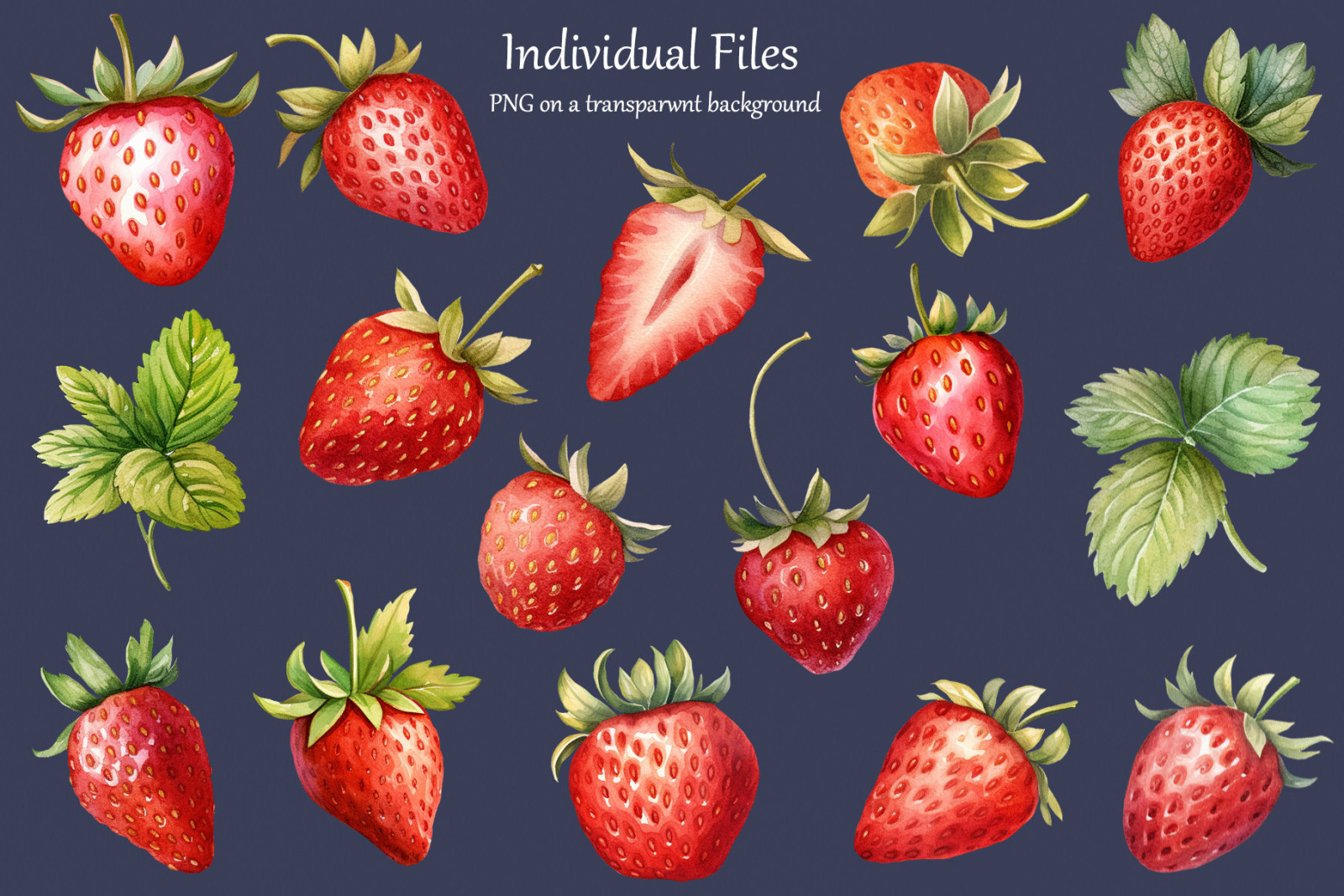 Strawberry Watercolor Clipart