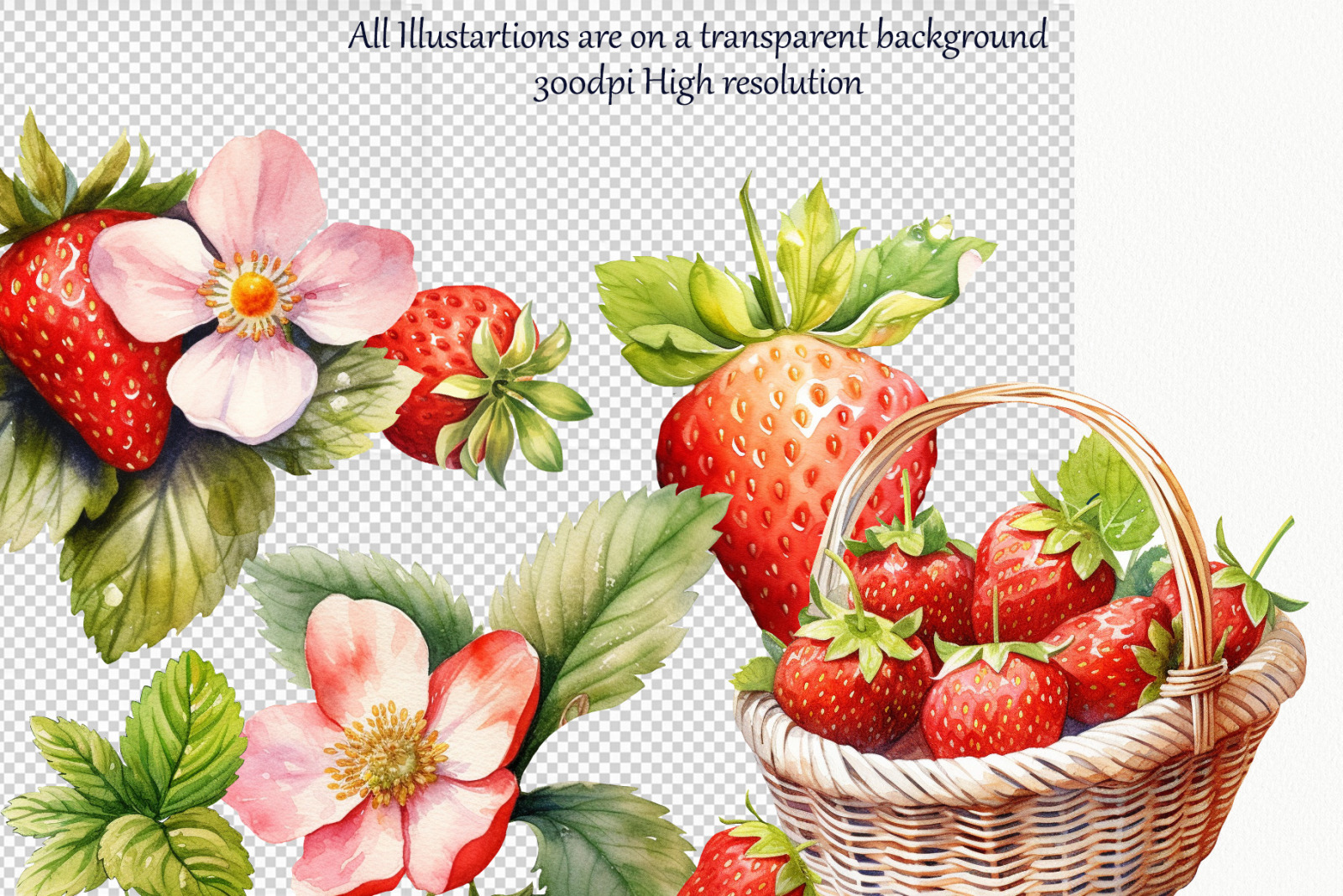 Strawberry Watercolor Clipart