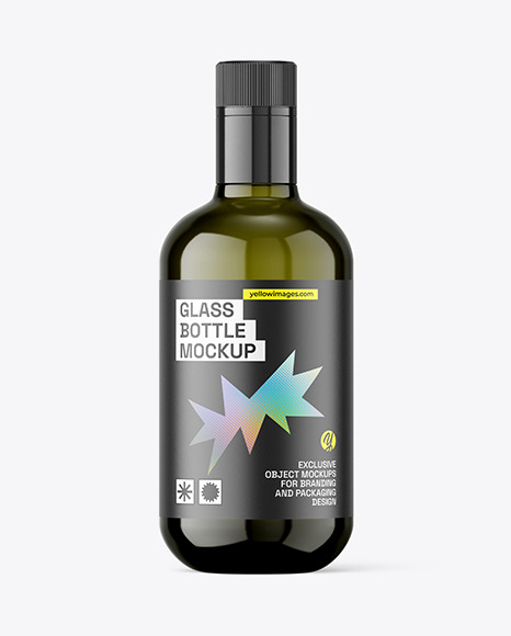 Green Glass Olive Oil Bottle Mockup