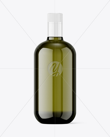 Green Glass Olive Oil Bottle Mockup