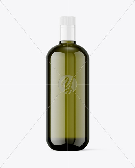 Green Glass Olive Oil Bottle Mockup