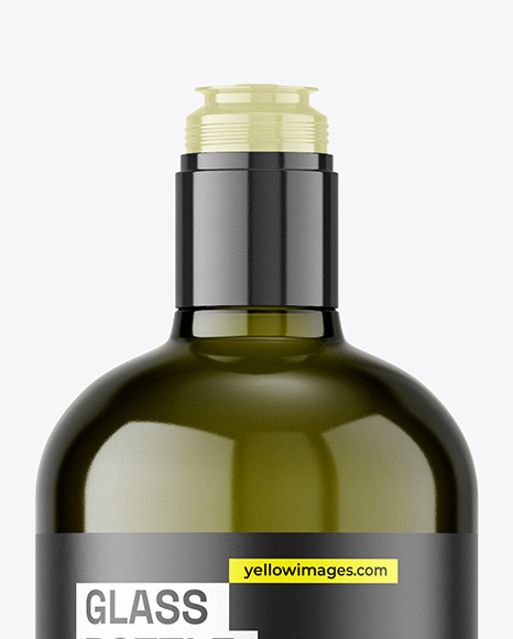 Green Glass Olive Oil Bottle Mockup