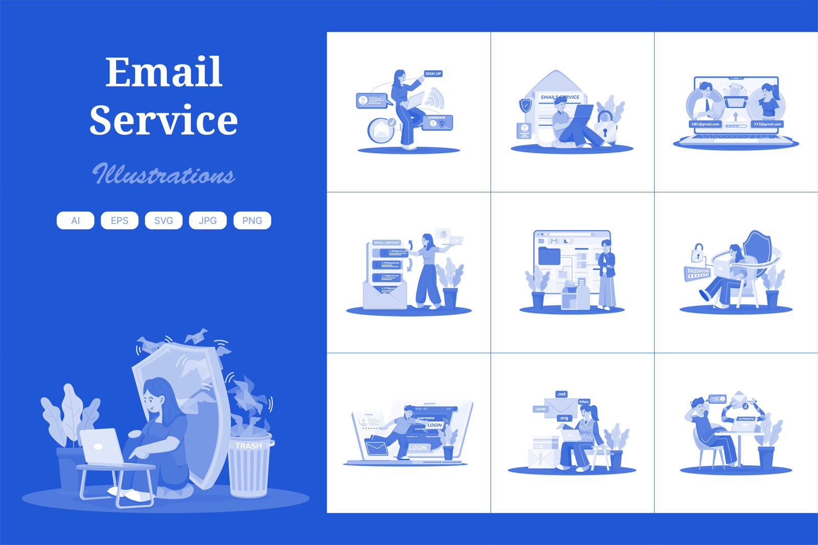 M741_Email Service Illustration Pack M741_Email Service Illustration Pack