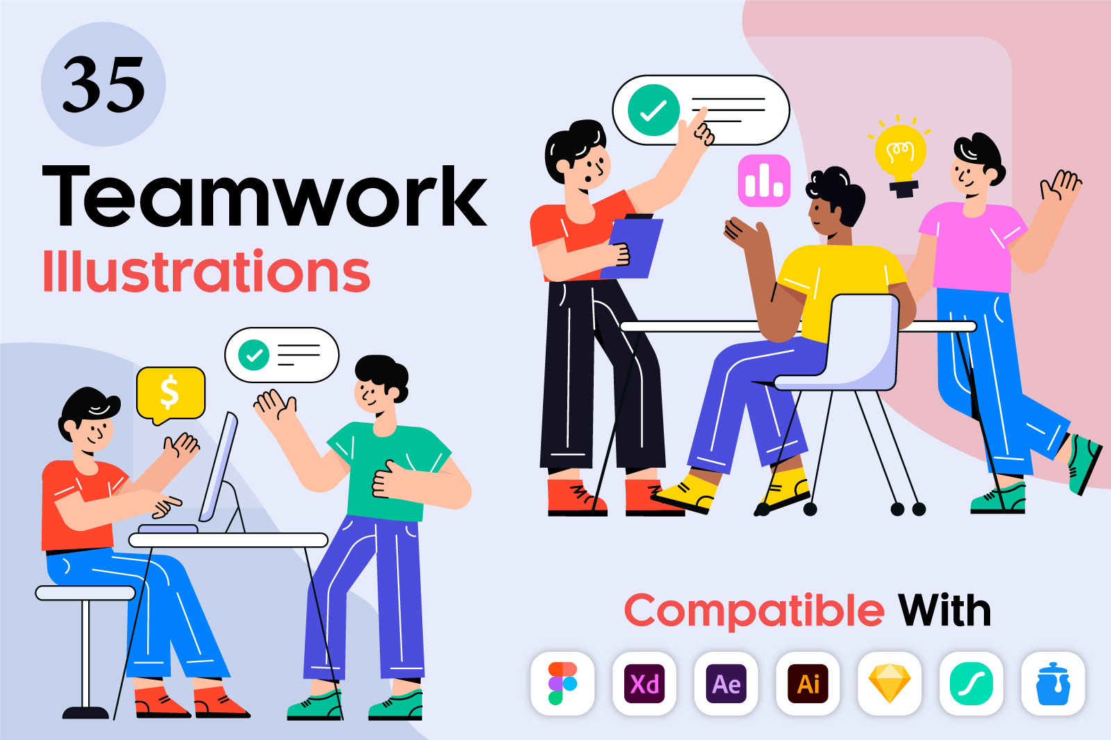 35 Teamwork illustrations 35 Teamwork illustrations