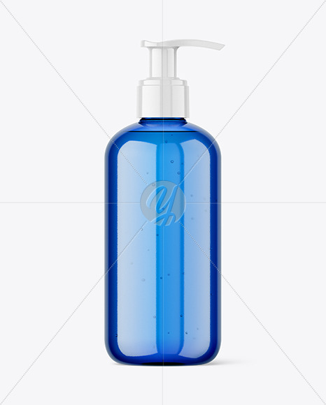 Blue Plastic Bottle with Pump Mockup Blue Plastic Bottle with Pump Mockup