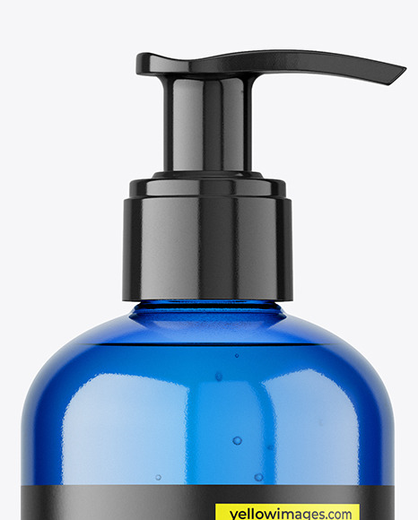 Blue Plastic Bottle with Pump Mockup Blue Plastic Bottle with Pump Mockup