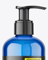 Blue Plastic Bottle with Pump Mockup Blue Plastic Bottle with Pump Mockup