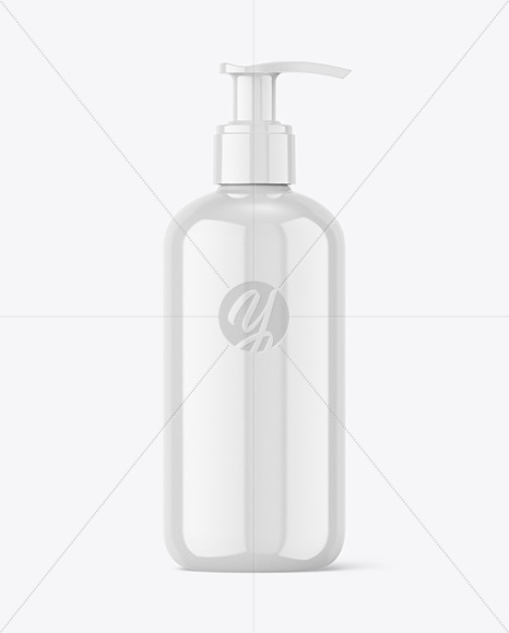 Glossy Plastic Bottle with Pump Mockup