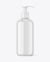 Glossy Plastic Bottle with Pump Mockup