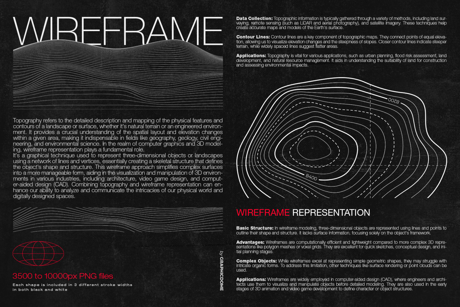 75 Wireframe Topo Elements Vectors