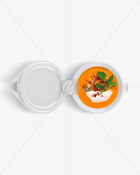 Plastic Bowl With Pumpkin Soup Mockup