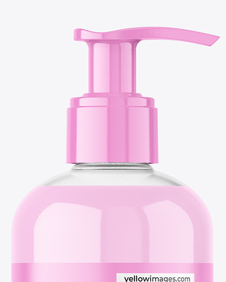 Clear Plastic Bottle with Pump Mockup