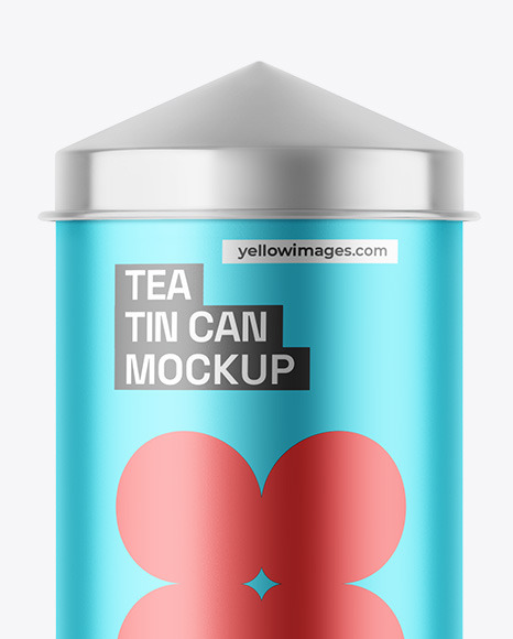 Matte Metallic Tea Tin Can Mockup