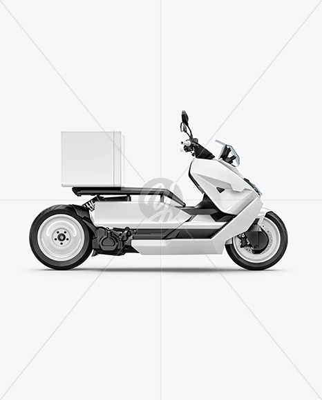 Electric Delivery Scooter Mockup - Side View