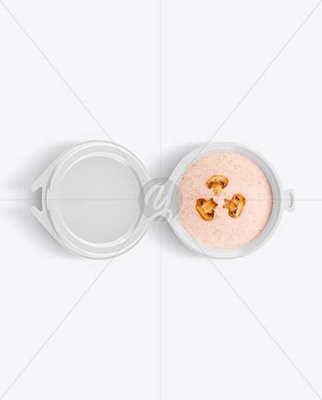 Plastic Bowl With Mushroom Cream Soup Mockup