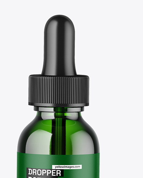 Two Green Glass Dropper Bottles Mockup
