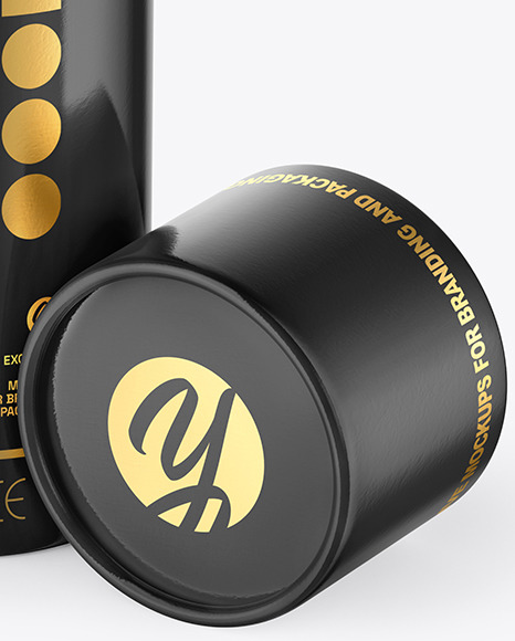 Opened Glossy Paper Tube Mockup