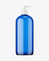 Blue Plastic Bottle with Pump Mockup Blue Plastic Bottle with Pump Mockup