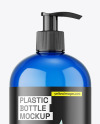 Blue Plastic Bottle with Pump Mockup