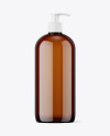 Amber Plastic Bottle with Pump Mockup