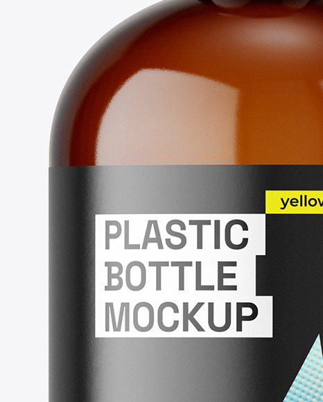 Amber Plastic Bottle with Pump Mockup