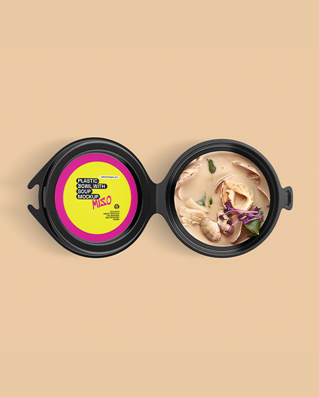 Plastic Bowl With Miso Soup Mockup