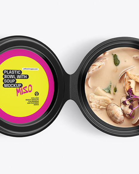 Plastic Bowl With Miso Soup Mockup