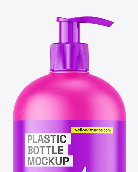 Matte Plastic Bottle with Pump Mockup