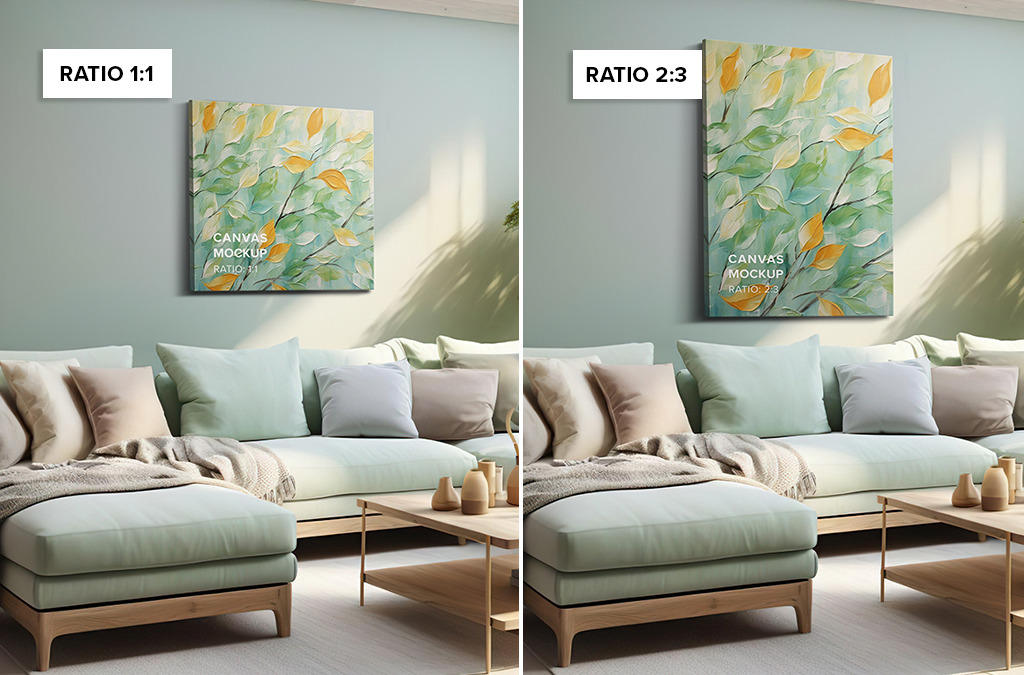 Hung Canvas Mockup Pack 02 - Scandinavian Living Room