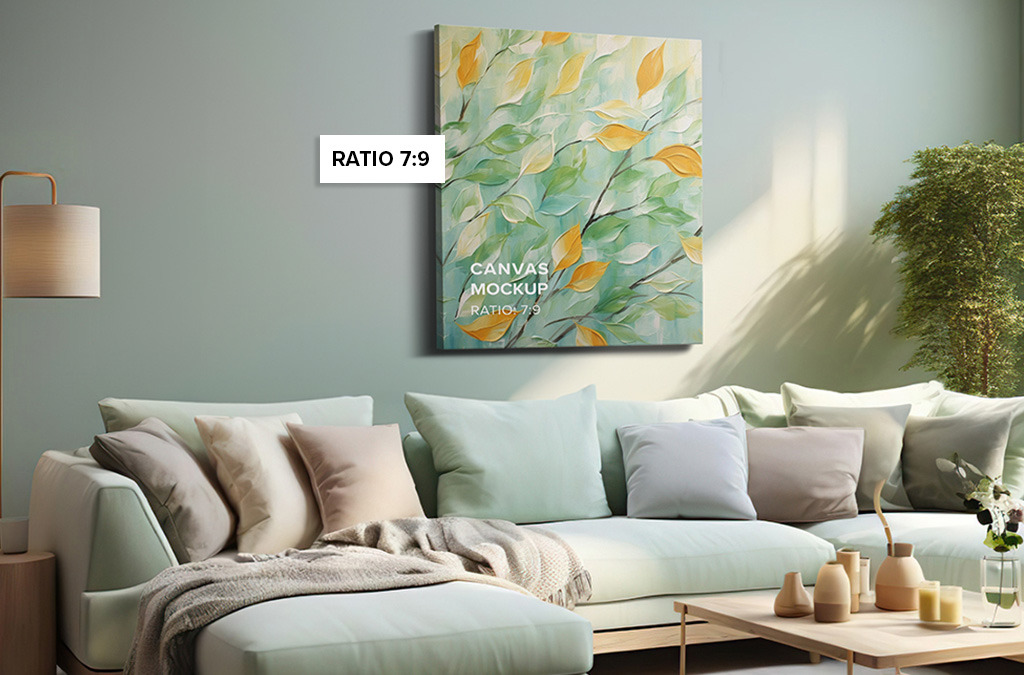 Hung Canvas Mockup Pack 02 - Scandinavian Living Room