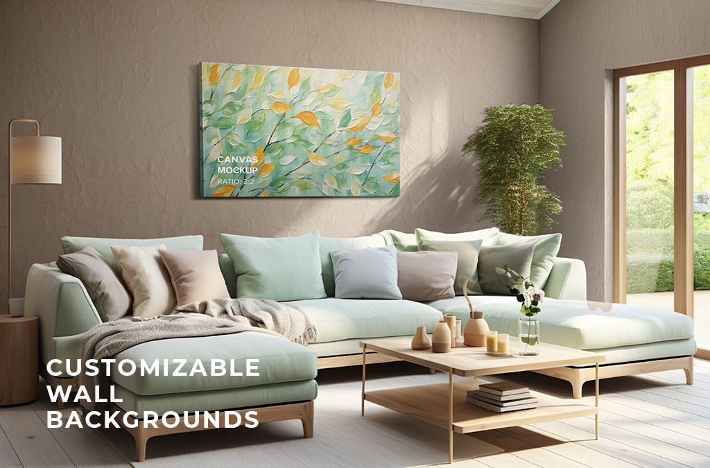 Hung Canvas Mockup Pack 02 - Scandinavian Living Room