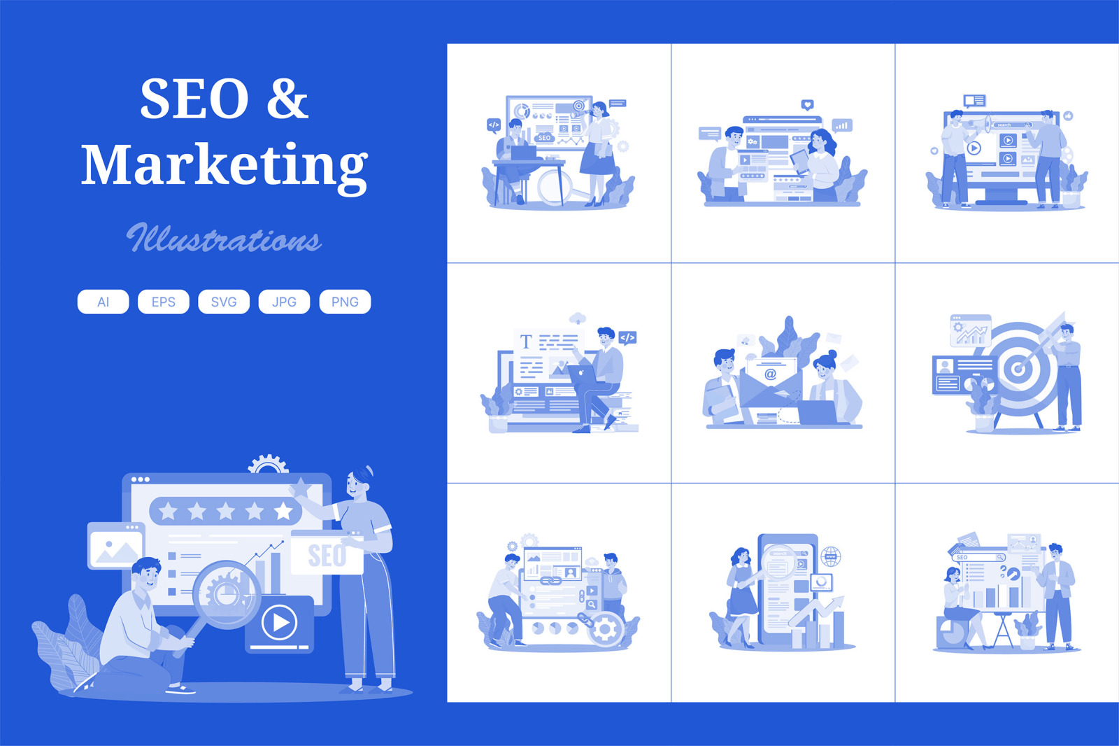 M688_SEO &amp; Marketing Illustration Pack