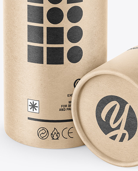 Opened Kraft Paper Tube Mockup