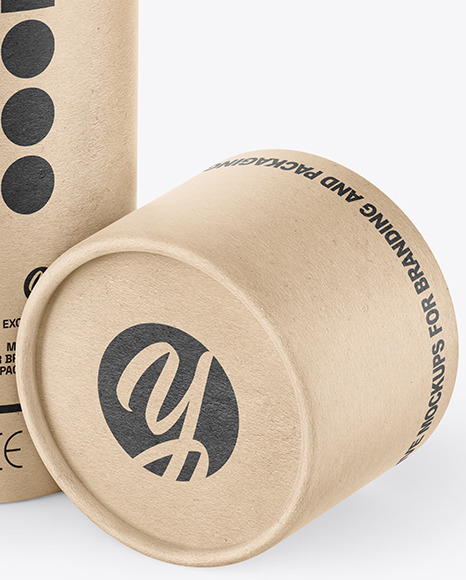 Opened Kraft Paper Tube Mockup