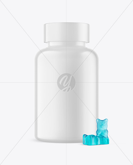 Matte Plastic Bottle with Gummies Mockup