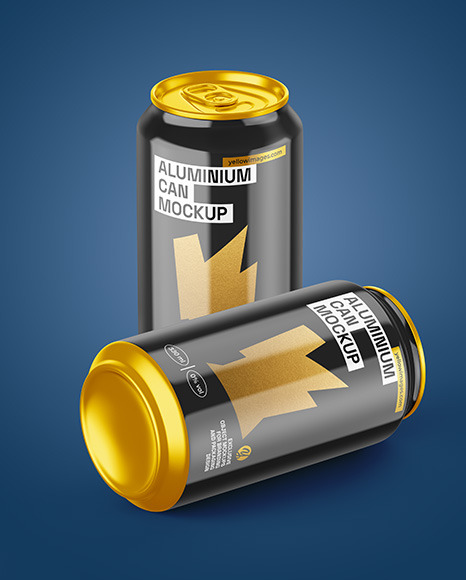 Two Aluminium Cans With Glossy Finish Mockup