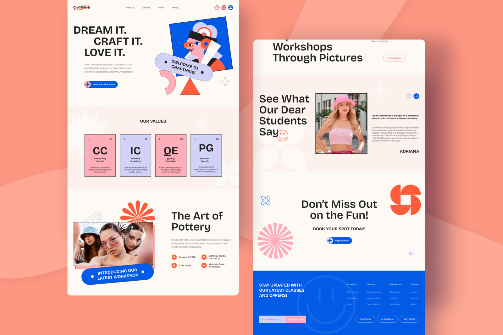 CraftHive - Creative Workshop Landing Page