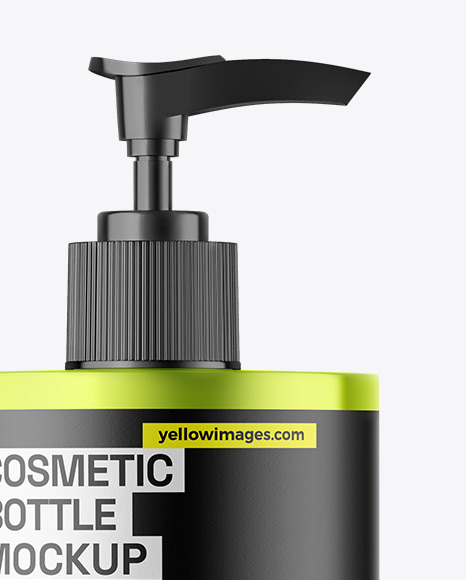 Metallic Cosmetic Bottle With Pump Mockup