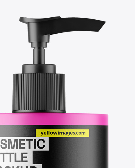 Matte Cosmetic Bottle With Pump Mockup