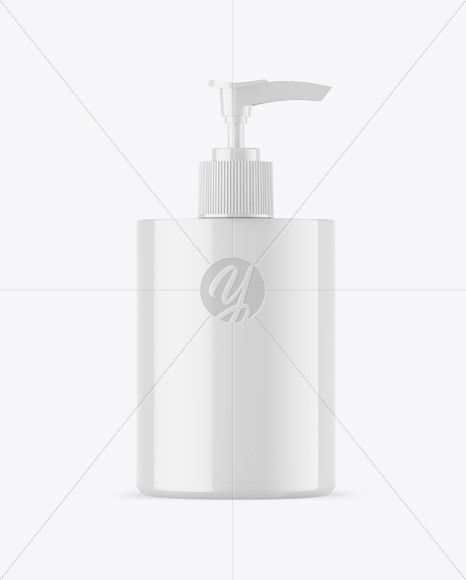 Glossy Cosmetic Bottle With Pump Mockup