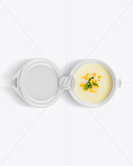 Plastic Bowl With Corn Cream Soup Mockup