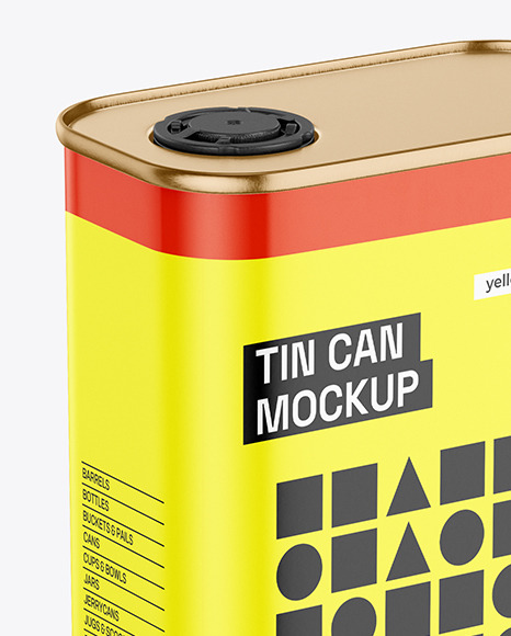 Glossy Square Tin Can Mockup