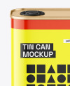 Glossy Square Tin Can Mockup