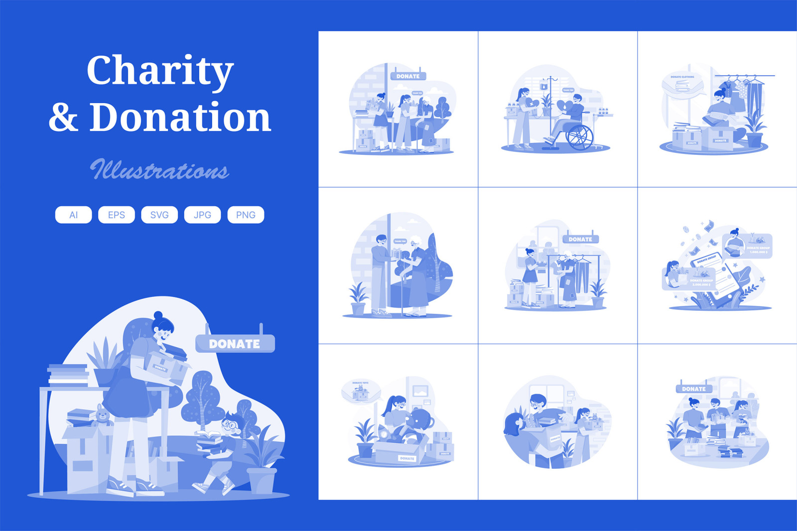 M671_Charity and Donation Illustration Pack M671_Charity and Donation Illustration Pack
