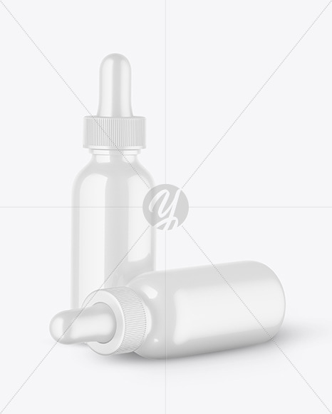 Two Glossy Dropper Bottles Mockup