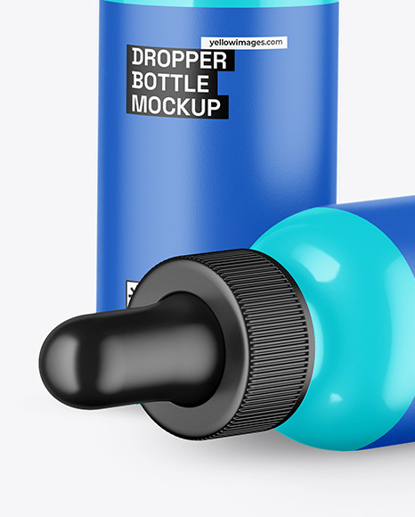 Two Glossy Dropper Bottles Mockup